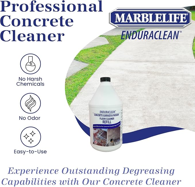 Marblelife EnduraCLEAN Garage and Indoor Concrete Floor Cleaner Effective Basement &amp Garage Floor Cleaner Effective Concrete Cleaner Ready-To-Use Cement Cleaner &amp Degreaser 128 oz Refill