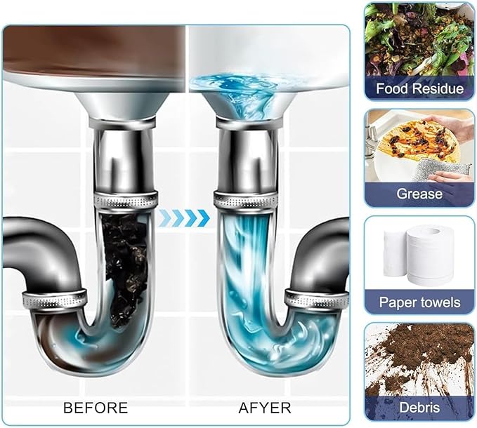 Pipeline Dredging Agent Drain Clog Remover Powerful Pipe Dredging Agent Powder Sink and Drain Pipe Unclogging Agent For Kitchen Toilet (2)