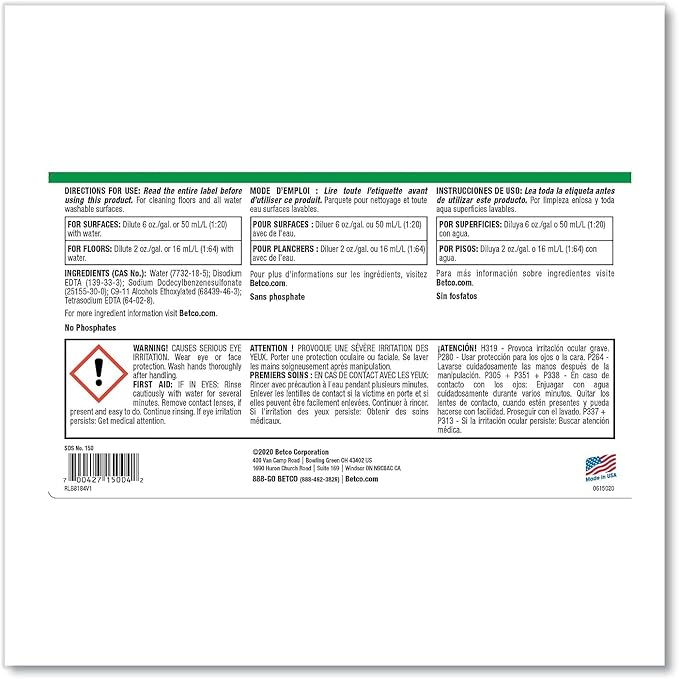Betco® Top Flite™ All-Purpose Cleaner 128 Oz Case Of 4