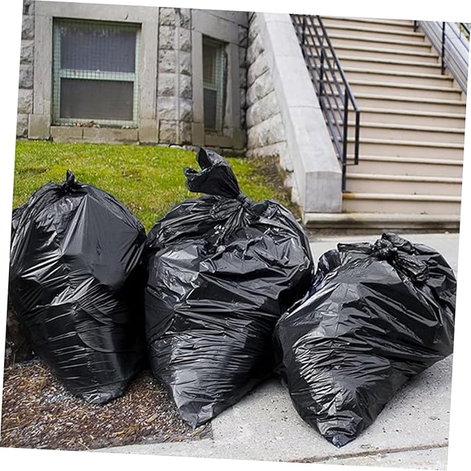 Extra Large Black Trash Bags 80x100cm 50pcs Heavy Duty Contractor Kitchen Garbage Bags for Outdoor Lawn Commercial Use
