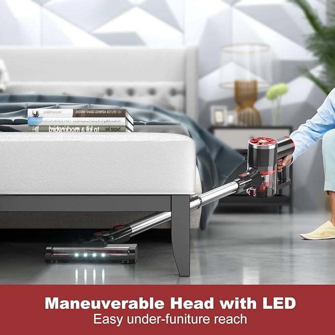 Cordless Vacuum Cleaner 40Kpa Powerful Suction Stick Vacuum with Smart LED Display 40Min Long Runtime Brushless Motor Self-Standing Lightweight Vacuum for Hardwood Floor Carpet Pet Hair