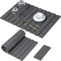 Large Stone Dish Drying Mat for Kitchen Counter2 PCS Quick Dry Stone MatsFoldable Water Absorbing Diatomaceous Drying Pad for Countertop Bottles Utensils Cups (Flow Line Dark Gray 24x16 &amp 8x4