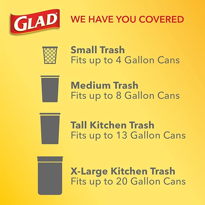 Glad ForceFlex Tall Kitchen Drawstring Trash Bags - OdorShield - 13 gal Capacity - 23.74 Width x 24.88 Length - 0.72 m