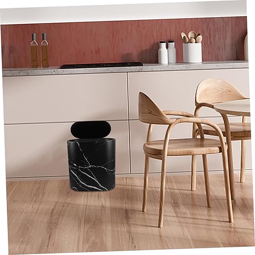 Marble Bathroom Accessory Small Plastic Wastebasket Kitchen Bedroom Decor Living Trash Can