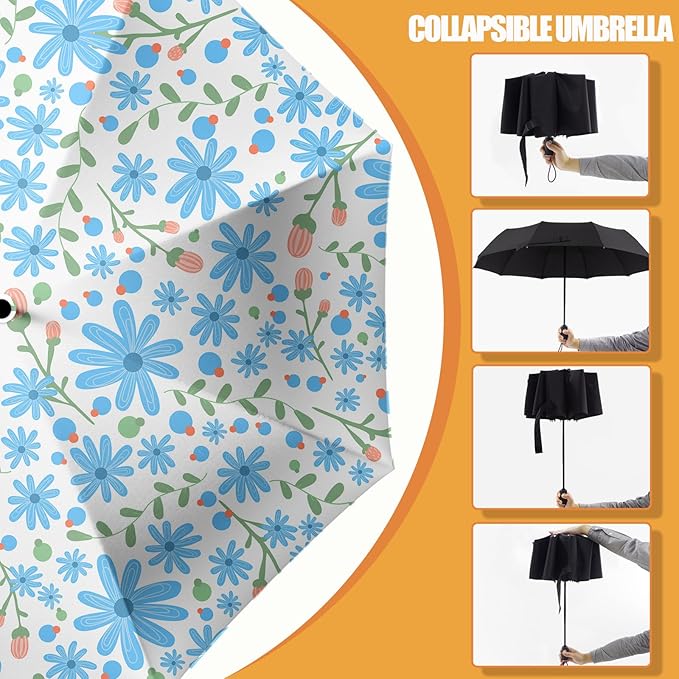 Small Compact Travel Automatic Folding Umbrella for Women Portable Lightweight Rain Wind UV Sun Shade