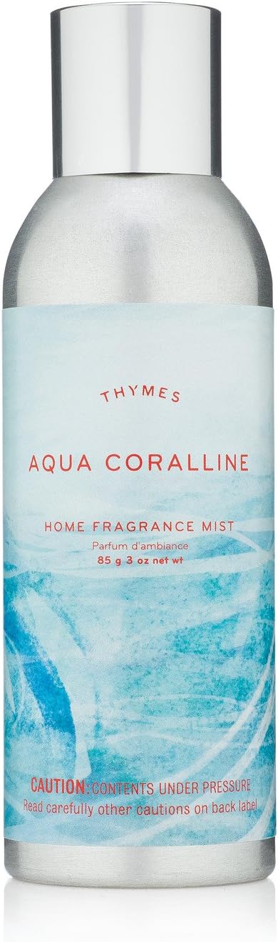 Thymes Home Fragrance Mist – Room Air Fresheners for Home Long Lasting – Air Freshener Spray – Premium Home Fragrance – Notes of Water Lily Crips Driftwood &amp Lemon Pulp (Aqua Coralline 3 oz)