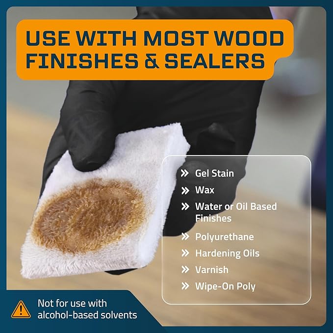 MāKRS Stain Pad Cut-to-Size Staining Pads 2-Pack Lint Snag Streak-Free Applicator Micro Brush Material Wood Stains and Oil Based Finishes Easy to Use with Consistent Application