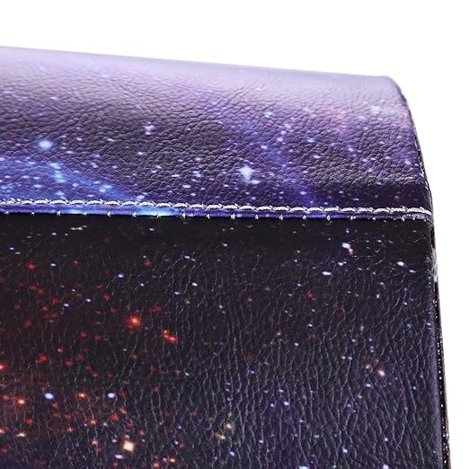 10L/2.64 Gallon PU Leather Trash Can Waterproof Decorative Paper Basket for Bedroom Living Room - Starry Sky