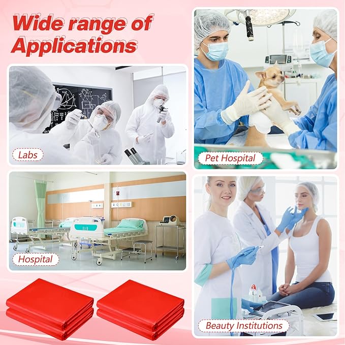 50 Pack Biohazard Waste Bags 30 Gallon Red Trash Liner 31.5 x 35.4 No Leak Trash Bags for Hospital Use Infectious Waste Disposal