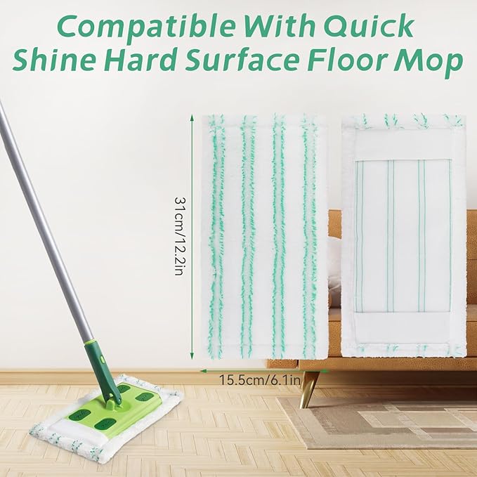 Microfiber Mop Pads Replacement for Quick Shine Hard Surface Floor Polish Mop: Washable &amp Reusable Mop PadWet Dry HardFloor Cleaning Refills (6 Pack)