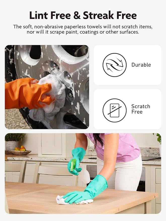 Fantasticlean Microfiber Cleaning Cloth Roll -40 Pack Tear Away Microfiber Towels 12 x 12 Reusable Washable Scratch Free Ultra Absorbent Dishcloth for All-Around Cleaning Supplies (White)