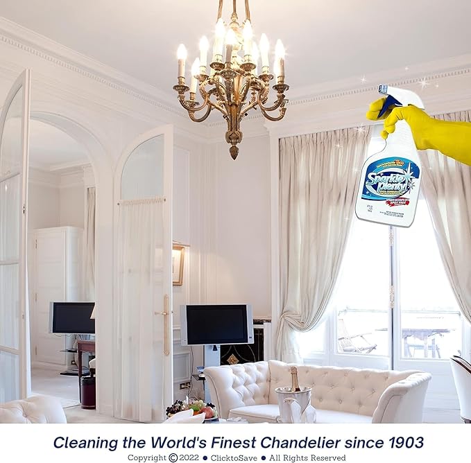 Sparkle Plenty Chandelier Cleaner Drip Dry Spray No Wipe -Dust Remover &amp Streak Free Glass Cleaner Spray for Crystal Chandelier &amp Window Screen -Versatile Household Cleaning Supplies (32 oz 1