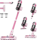 Cordless Vacuum Cleaner55KPa 650W 65Mins Vacuum Cleaners for HomeStick Vacuum with LED Display &ampAnti-tangle Brush and Self-Standing DesignVacuum Cleaner for Hardwood FloorsCarpetPet Hair(Pink