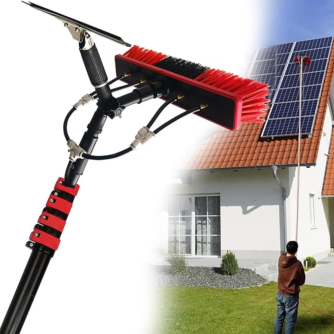 Professional Window Cleaning35cm Brush Head Water Fed WindowPhotovoltaic Panel Cleaning Toolsfor Caravan Solar Panel Deck Conservatory Roof18FT(5.4M)