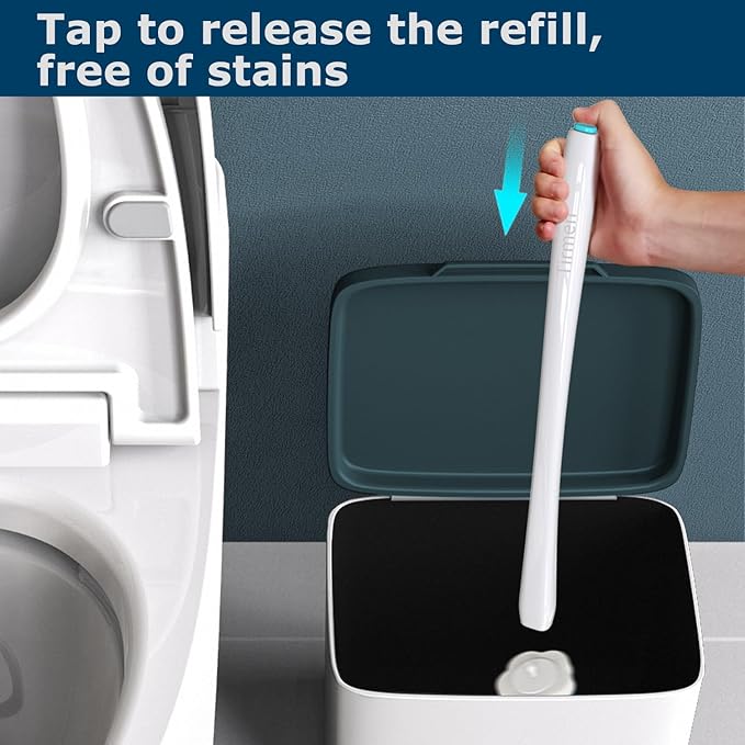 Disposable Toilet Brush: Toilet Bowl Brush and Holder Set with 40 Wand Refills Upgraded Handle 2X Cleaners Toilet Cleaning System with Storage Caddy for Sink Bathtub Floor Drain (Green)