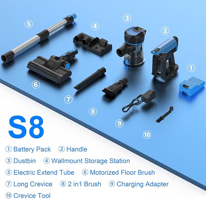 Cordless Vacuum Cleaner 33000pa Stick with Smart LED Display Max 50 Mins Runtime Anti-Tangle Lightweight Handheld for Hard Floor Carpet Pet Hair Home