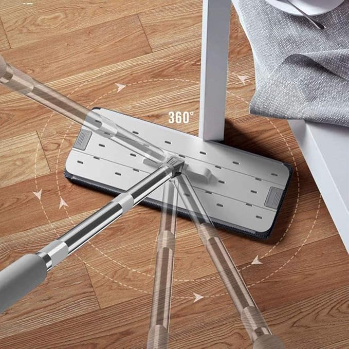 Flat Floor Mop Dry Easy-to-self-contained Dust  Clean  and Reusable Microfibre Pad Very