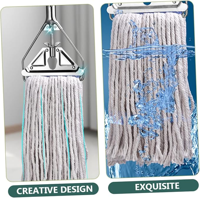 Aluminum Wet Dry Mop Cotton Head Heavy Duty Triangular Floor Cleaning Tool for Hardwood Tile Cement Floors Highly Absorbent Sturdy Home Office Use