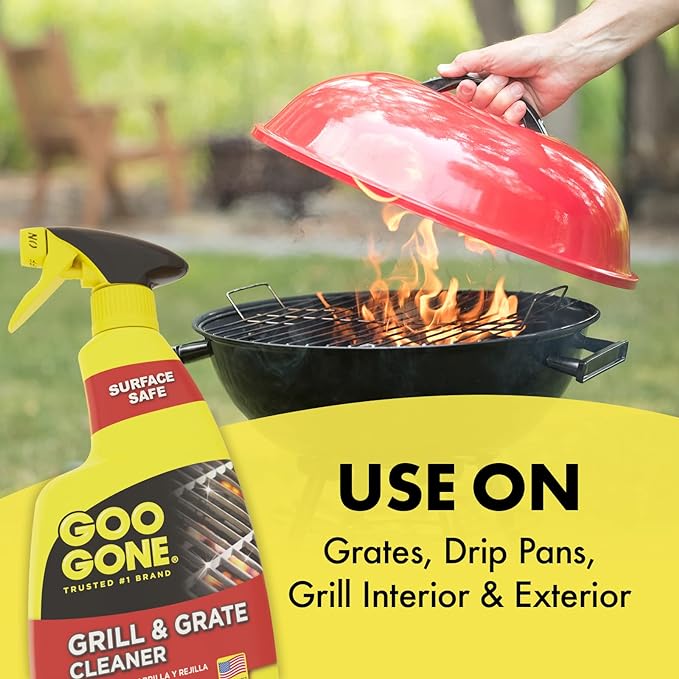 Goo Gone Grill and Grate Cleaner Spray (2 Pack) Cleans and Degreases BBQ Cooking Grates and Racks Pellet and Electric Smokers- 24 Ounce