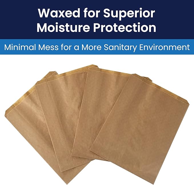 Hospeco - GID-HOSKL-260 KL Waxed Kraft Feminine Hygiene Liner Bag with Gusset 10.25” x 7.5” x 3.5”(Case of 500)