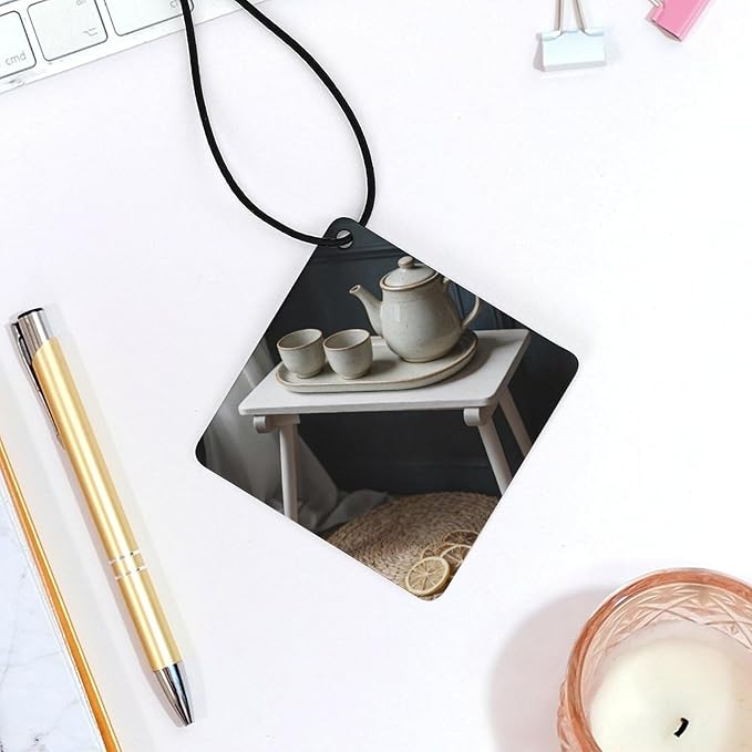 5PCS Car Air Freshener Hanging Personalized Double Sided Tea Set Lemons Car Fresheners Long Lasting New Cars Scents Cute Automotive Freshies for Closets Drawers (tea)