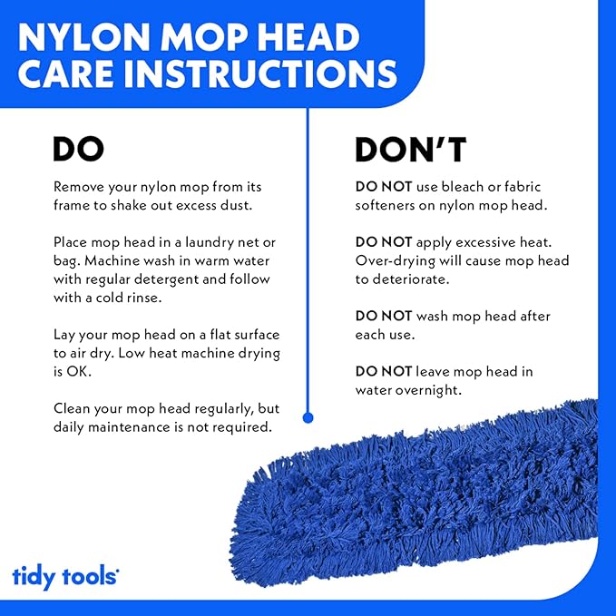 Commercial Floor Sweeper 48 in. Reusable Mop Head Wooden Handle Industrial Dry Mop for Hardwood Floors Blue