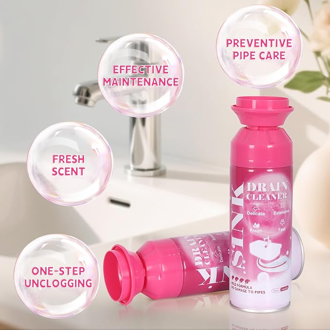 Foaming Drain Cleaner Sink Cleaner and Deodorizer Drain Clog Remover for Kitchen SinksBathroom Drains Washbasin