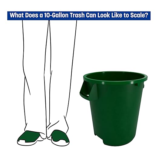 SPARTA Bronco Waste Container Trash Container Round Trash Bin for Disposal 10 Gallons Green