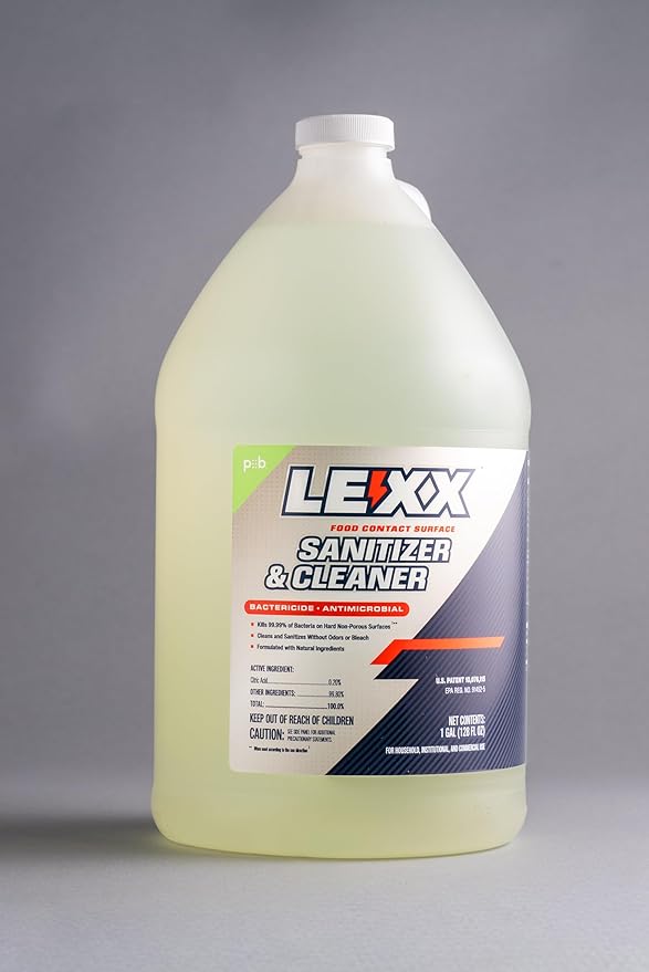 LEXX® RTU Liquid Food Contact Surface Sanitizer &amp Cleaner - EPA-registered and NSF-listed Category A1 D2 Sanitizer Formulated with natural ingredients powered by Citric acid. No Rinse Required!