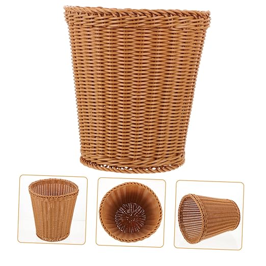 Elegant Woven Storage Container Plastic Sundries Basket Multi-Function Woven Trash Basket for Home Decor