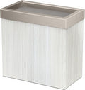 Gatco Small Bathroom Trash Can with Lid Rectangle 3 Gallon Wastebasket Under Sink White Oak with Satin Nickel for Bathroom Bedroom Office (1943SN)