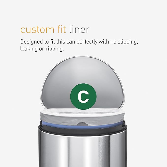 simplehuman Trash Can Liner C 10-12 Liters/2.6-3.2 Gallons 20-Count Bags (Pack of 3)