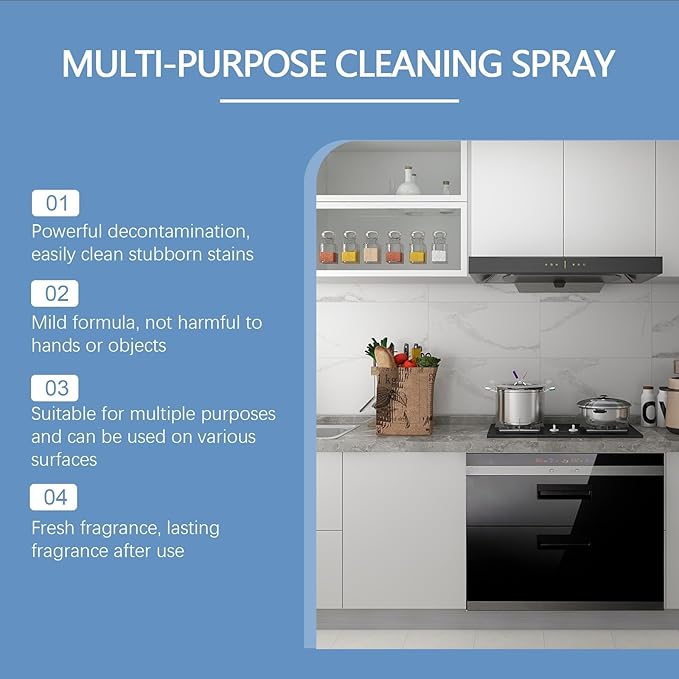 Kitchen Foam Cleaner - Powerful Grease &amp Stain Remover Multi-Surface Safe Fresh Scent Gentle Formula(3PCS)