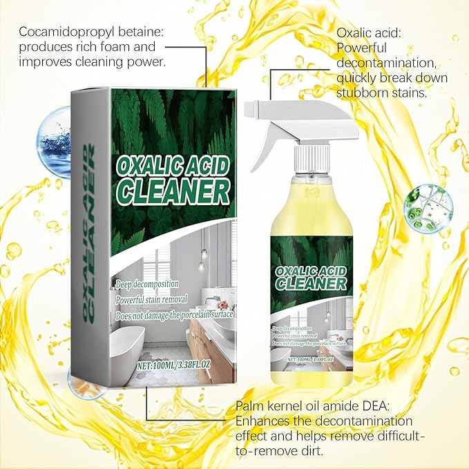 2 Bottle Oxalic Acid Cleaner 100ml/3.38fl.oz Multipurpose Stain Remover Spray for Bathroom