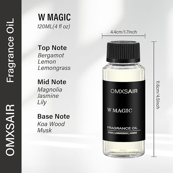 Hotel Diffuser Oil &amp Home Luxury Scents - W Magic Diffuser Oil 120ml - Inspired by W Hotel Citrus BergamotJasmine - Aromatherapy Scent Diffuser Oil- Fragrance Essential Oils Blend for Diffuser