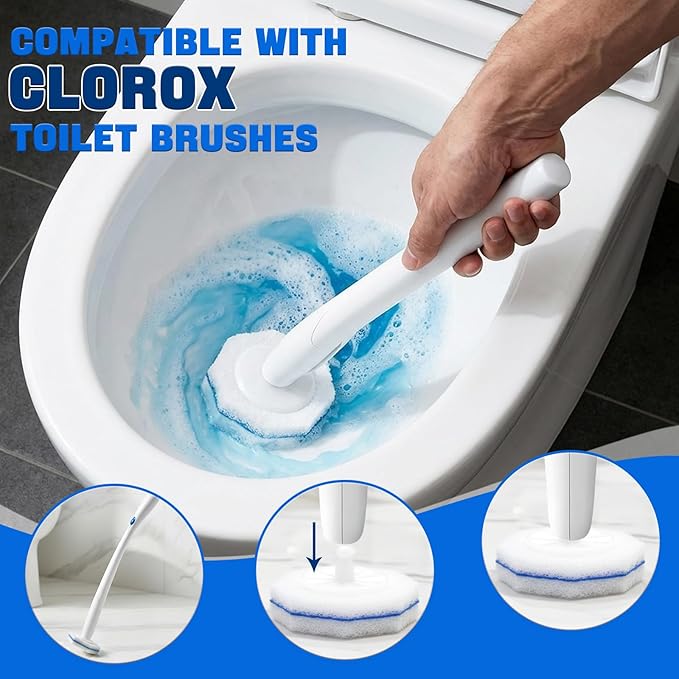 60 Count Toilet Wand RefillsDisposable Toilet Brush Refills Compatible with Clorox Toilet WandUpgrade Fiber Cleaner HeadsSecure Lock No SlipOdor Neutralizing(Not Included Brush Rod)