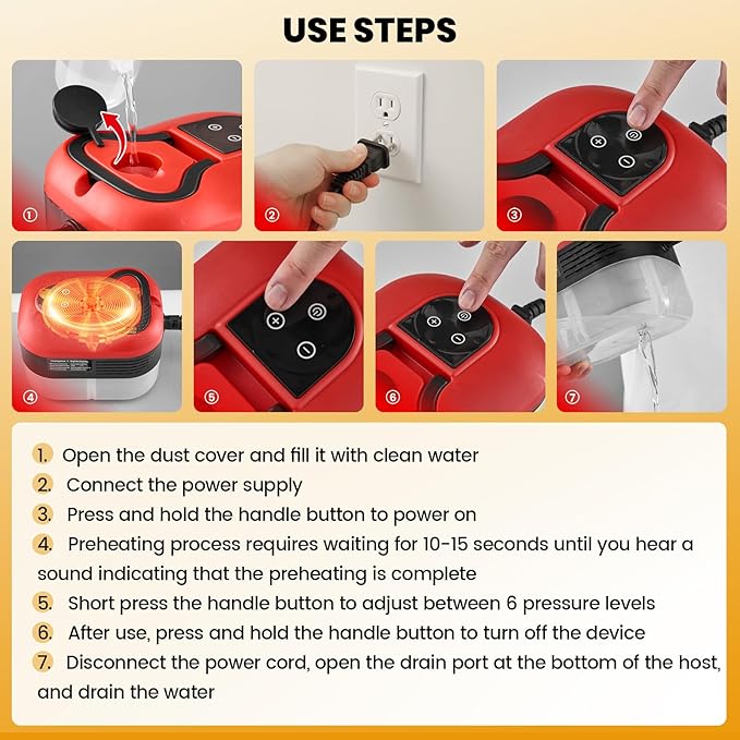 Saker Steam Cleaner for Home6-Level Adjustable Steamer for CleaningPortable Handheld Steam CleanerPortable Steamer for Living RoomKitchenBathroom Cleaning