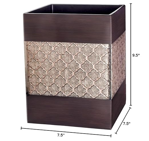 Creative Scents Dahlia Brown Bathroom Trash Can 1.98 Gal / 7.5L - Small Waste Basket for Bathroom - Durable Space Friendly Waste Bin - Decorative Wastebasket for Modern Room or Bedroom Decor