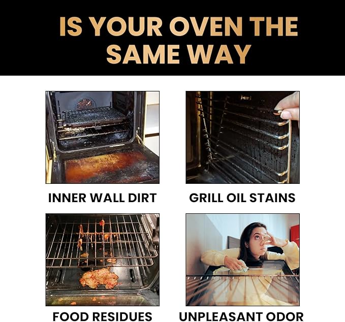 Oven and Grill Cleaner Heavy-Duty Degreaser Spray for Kitchen Stoves BBQ Grills 100ml/3.38 fl oz Professional Strength Grease Remover (10.14 Fl Oz)