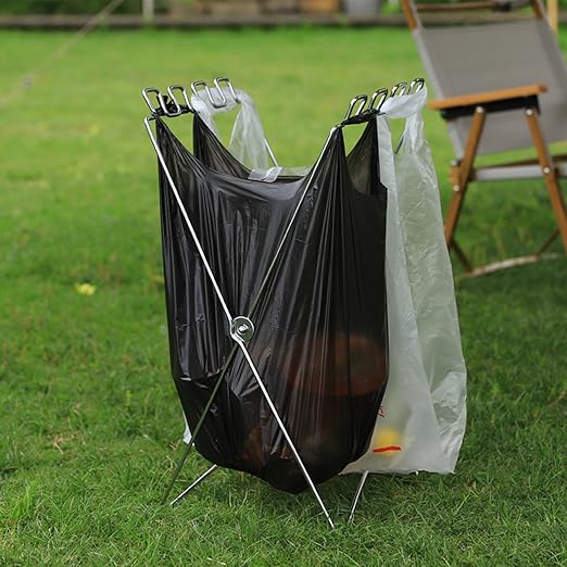 Efficient Folding Trash Bag Organizers Sturdy Folding Waste Holder for Kitchen Office and Camping Camping Trash Stand