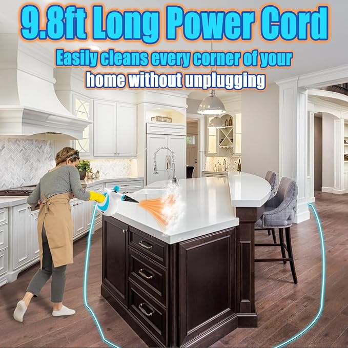 Steam Cleaner Pressurized Handheld Steam Cleaner for Home Multi-Surface Steamer for Cleaning with Safety Lock Portable Cleaning Steamer for Kitchen Bathroom Car Grout Upholstery and Clothes