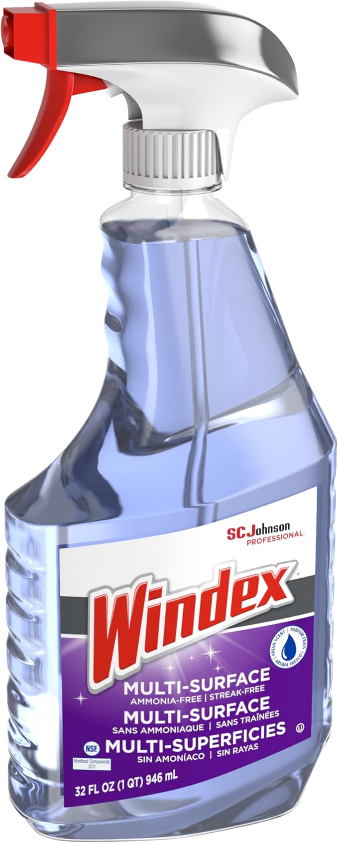 SC Johnson Professional Windex Non-Ammoniated Glass/Multi Surface Cleaner Fresh Scent 32 oz Bottle 8/Carton (322381)