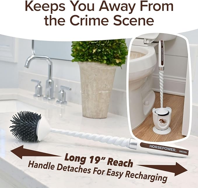 Horsepower Unicorn Electric Toilet Brush – Motorized 360° Silicone Bristles Rechargeable Cordless Power for Effortless Deep Cleaning – AS-SEEN-ON-TV