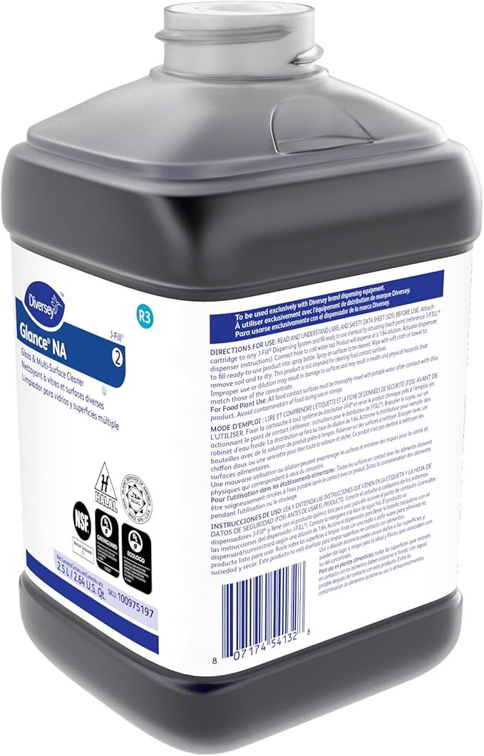Glance 100975197 Non-Ammoniated Glass &amp Multi-Surface Cleaner for Streak Free Windows JFill Concentrate 2.5-Liter (Pack of 2)