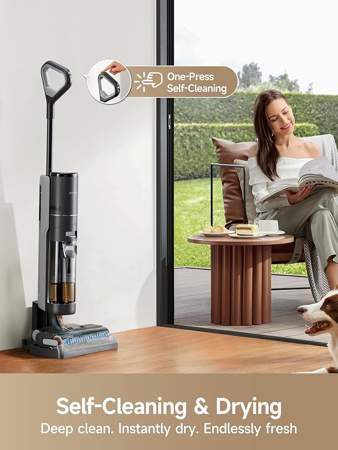 DREAME H12 PRO Vacuum Mop Wet Dry Vacuum Cleaner for Hard Floor Vacuum and Mop at The Same Time for Wet &amp Dry Messes Auto Self-Cleaning Edge to Edge Cleaning with Hot Air Drying