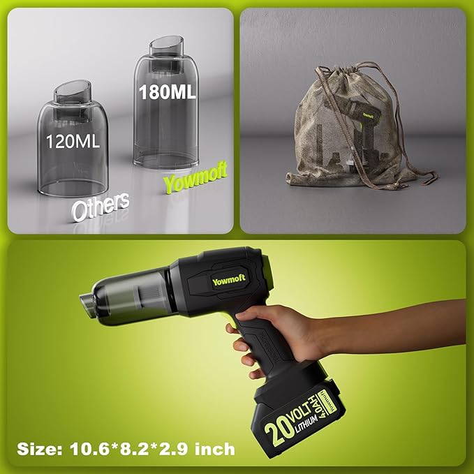 Car Handheld Vacuum Cordless with Battery 21000pa Strong Suction 3 in 1 Vacuum Portable Cordless &amp Blower Kit with 200W Brushless Motor Battery Operated Shop Vac for Home Truck Car Office