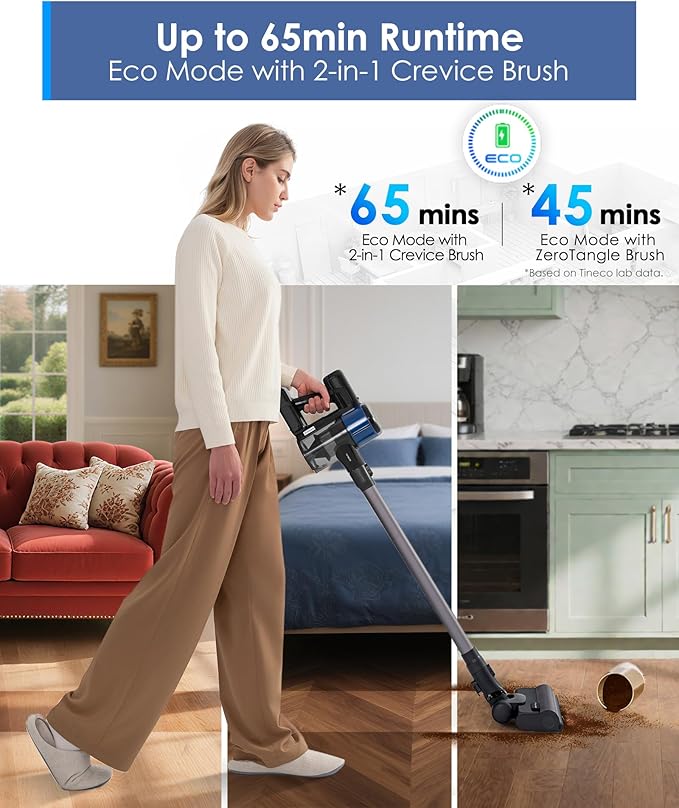 Tineco Pure ONE S30 Cordless Vacuum Cleaner 150AW Powerful Suction Zero Tangle Brush Up to 65min Runtime Stick Vacuum Cleaner for Pet Hair Carpet &amp Hard Floor