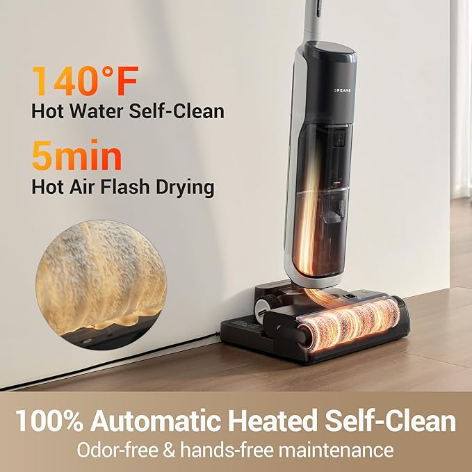DREAME H14 Pro Wet Dry Vacuum Cleaner 180° Lie-Flat Vacuum Mop 140°F Washing and Fast Hot Air Drying Powerful 18kPa Suction Floor Cleaner Machine Easy GlideWheel Movement Smart App Control