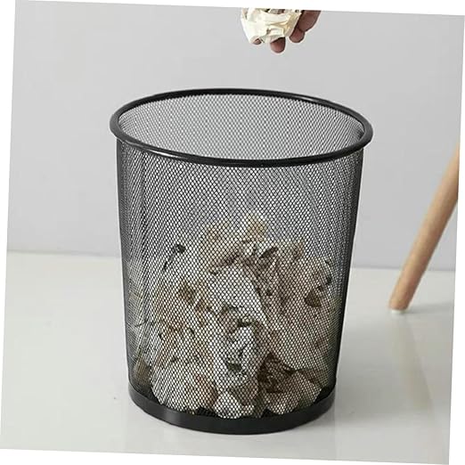 Portable Mesh Wastebasket Large Capacity Office Trash Can for Desk and Home Iron Mesh Waste Container for Bathroom and Workspace Organization