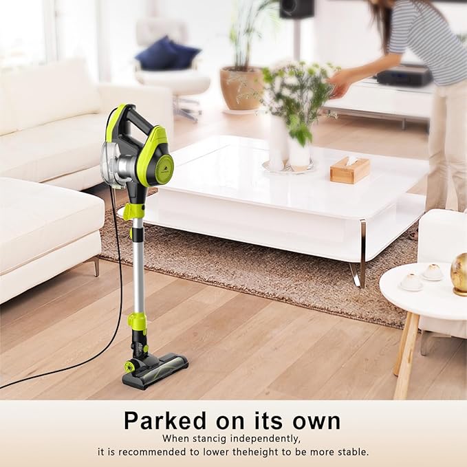 Intercleaner 23Ft Corded Vacuum Cleaner2 Operation Mode Powerful Suction Stick19''-30'' Adjustable Tube Handheld Vac for Hard Floors Carpets Pet HairWall Mount Storage